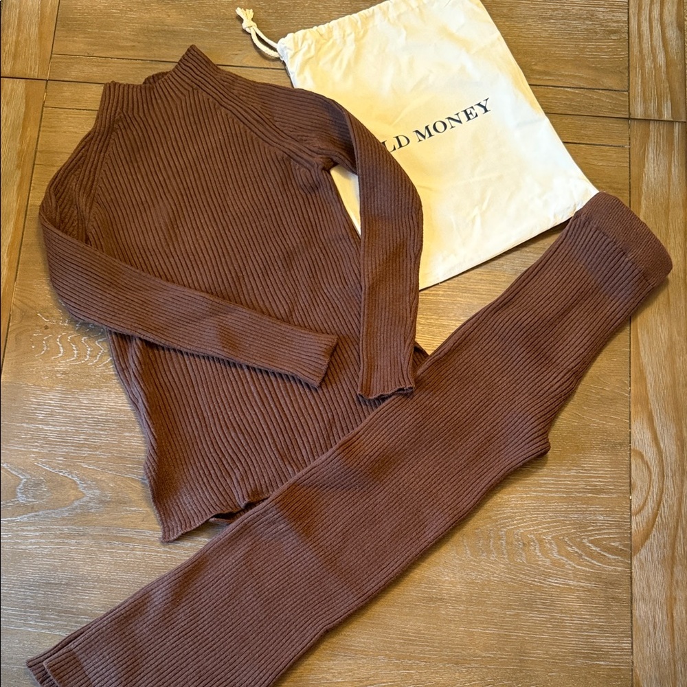 Old Money Brown Ribbed Knit Set